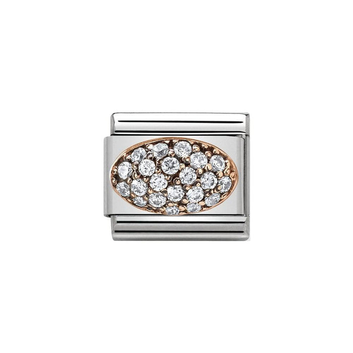 NOMINATION Classic Rose Gold & White CZ Dome Charm - Bumbletree Ltd