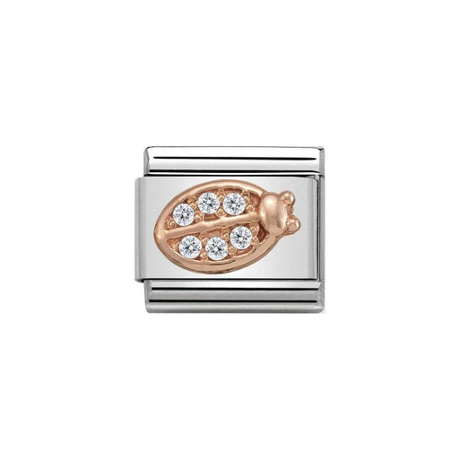 NOMINATION Classic Rose Gold & White CZ Ladybug Charm - Bumbletree Ltd