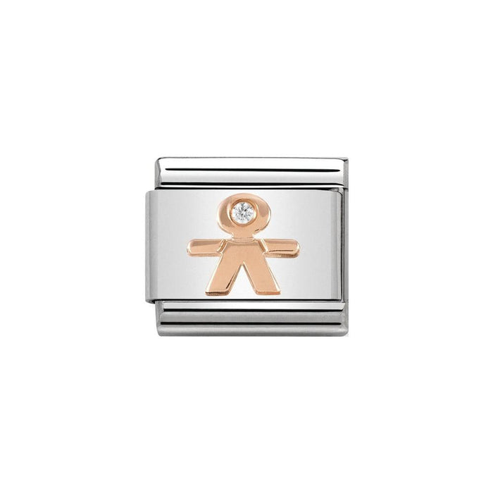 NOMINATION Classic Rose Gold & White CZ Little Boy Charm - Bumbletree Ltd