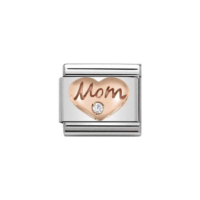 NOMINATION Classic Rose Gold & White CZ Mom Heart Charm - Bumbletree Ltd