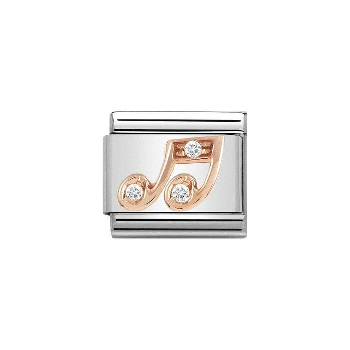 NOMINATION Classic Rose Gold & White CZ Music Note Charm - Bumbletree Ltd