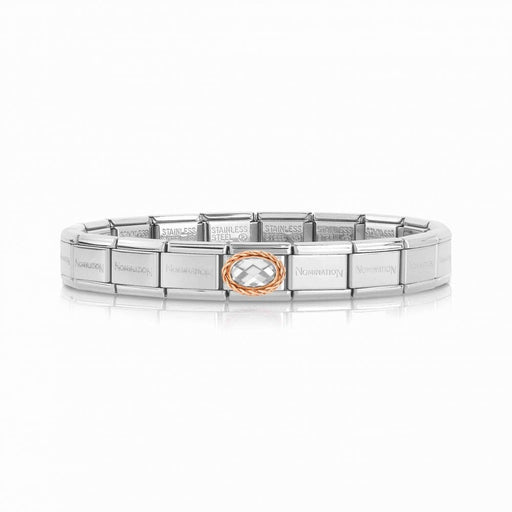 NOMINATION Classic Rose Gold & White CZ Oval Charm - Bumbletree Ltd