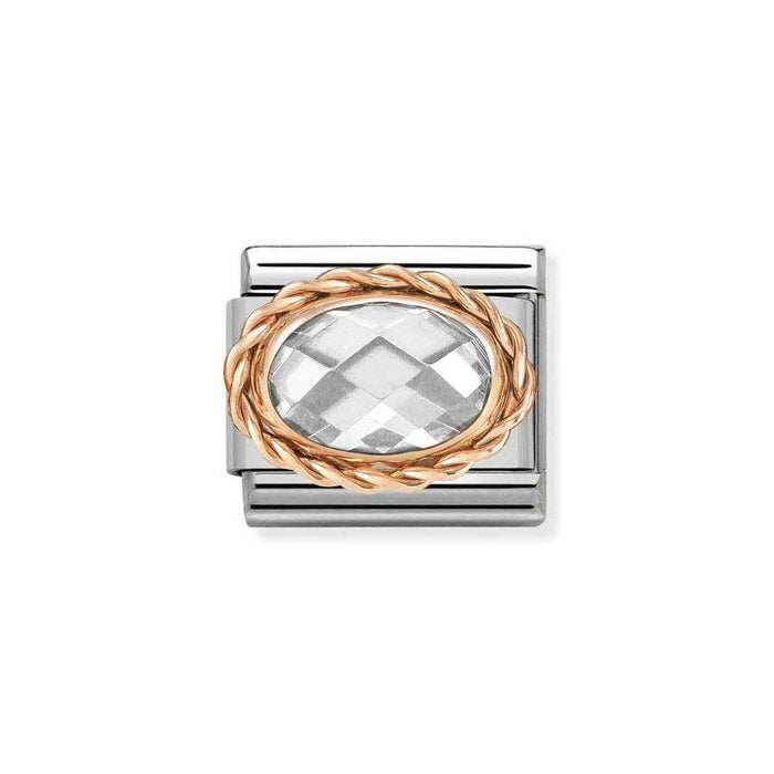 NOMINATION Classic Rose Gold & White CZ Oval Charm - Bumbletree Ltd