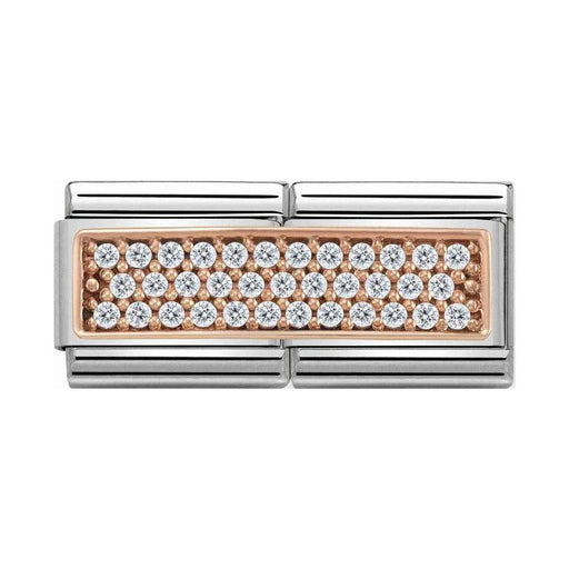 NOMINATION Classic Rose Gold & White CZ Pavé Double Charm - Bumbletree Ltd