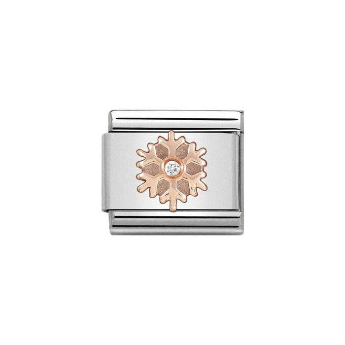 NOMINATION Classic Rose Gold & White CZ Snowflake Charm - Bumbletree Ltd