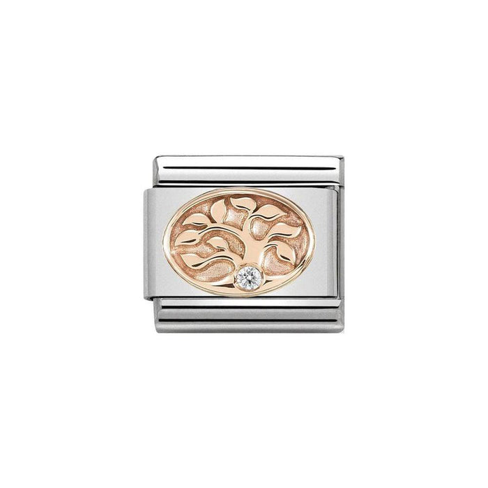 NOMINATION Classic Rose Gold & White CZ Tree of Life Charm - Bumbletree Ltd