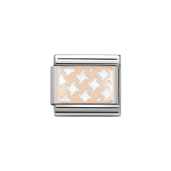 NOMINATION Classic Rose Gold White Houndstooth Charm - Bumbletree Ltd