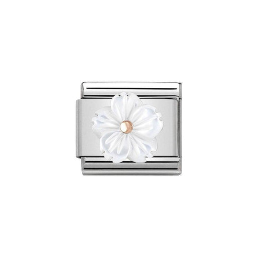 NOMINATION Classic Rose Gold & White Mother of Pearl Flower Charm - Bumbletree Ltd