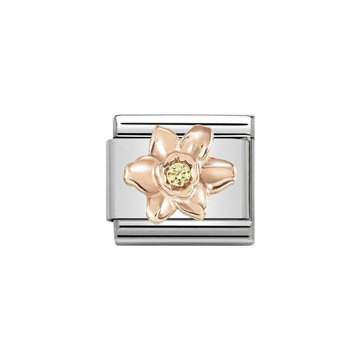 NOMINATION Classic Rose Gold & Yellow CZ Daffodil Charm - Bumbletree Ltd