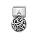 NOMINATION Classic Silver & Black Agate Heart Caged Pendant Charm - Bumbletree Ltd