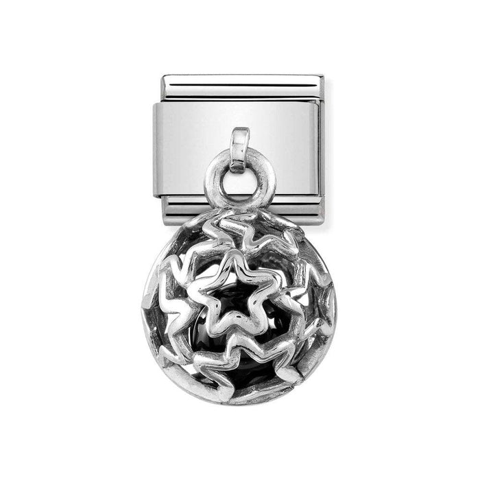 NOMINATION Classic Silver & Black Agate Stars Caged Pendant Charm - Bumbletree Ltd