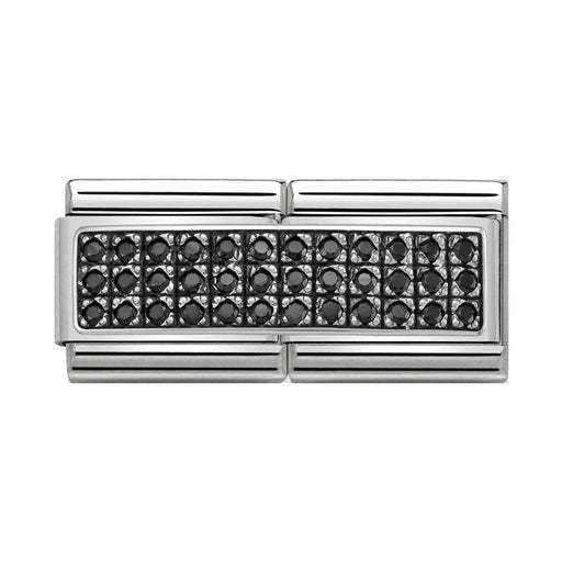 NOMINATION Classic Silver & Black CZ Pavé Double Charm - Bumbletree Ltd