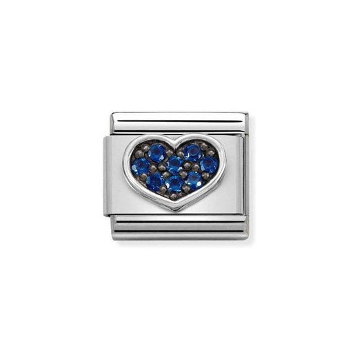 NOMINATION Classic Silver & Blue CZ Heart Charm - Charms - Nomination - Bumbletree Ltd