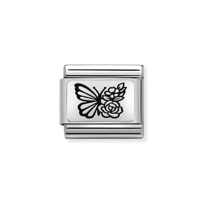 NOMINATION Classic Silver Butterfly with Flowers Charm - Bumbletree Ltd
