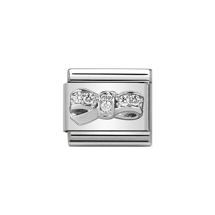 NOMINATION Classic Silver & CZ Bow Charm - Bumbletree Ltd