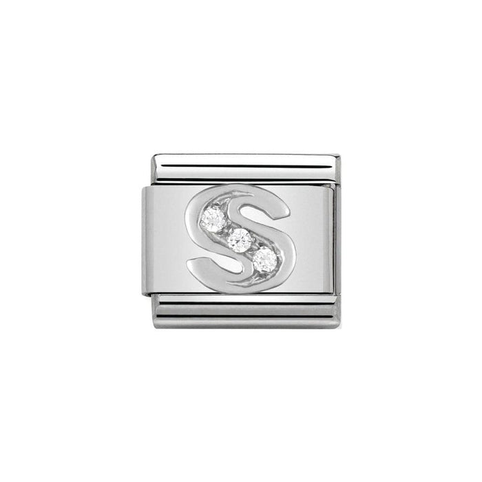 NOMINATION Classic Silver & CZ Letter S Charm - Bumbletree Ltd