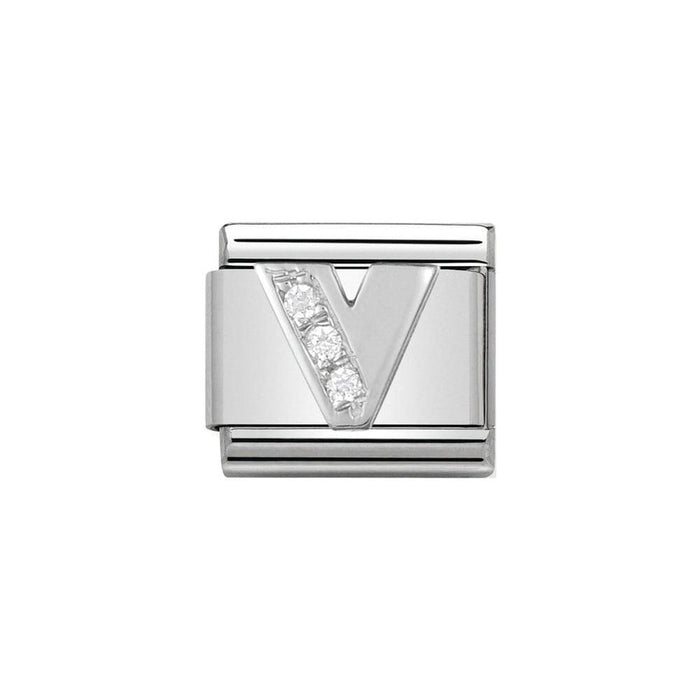 NOMINATION Classic Silver & CZ Letter V Charm - Bumbletree Ltd