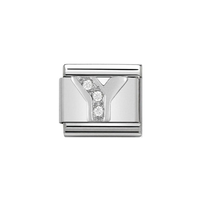 NOMINATION Classic Silver & CZ Letter Y Charm - Bumbletree Ltd