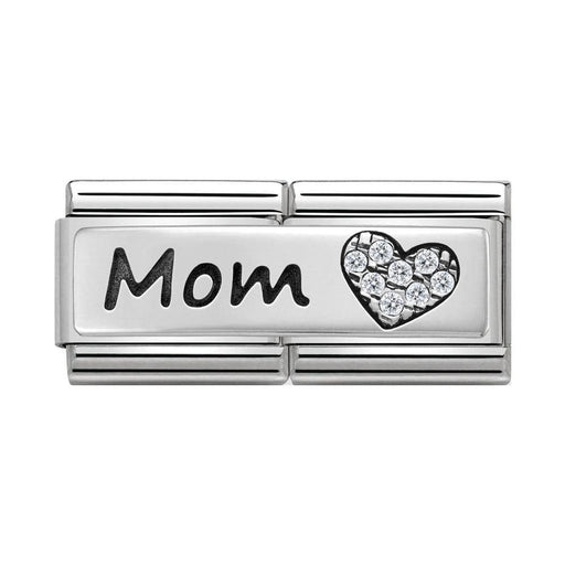 NOMINATION Classic Silver & CZ Mom Heart Double Charm - Bumbletree Ltd