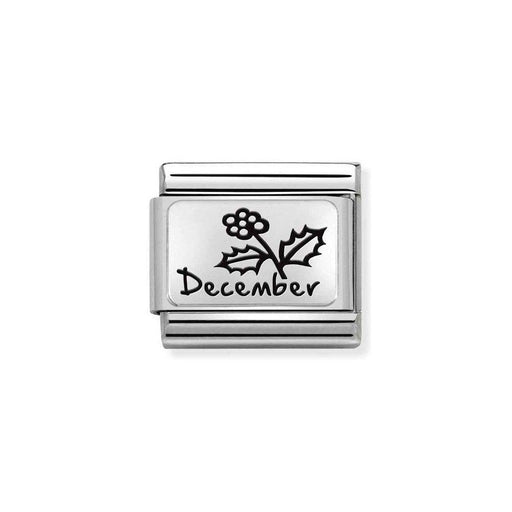 NOMINATION Classic Silver December Holly Flower Charm - Bumbletree Ltd