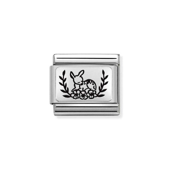 NOMINATION Classic Silver Deer with Flowers Charm - Bumbletree Ltd