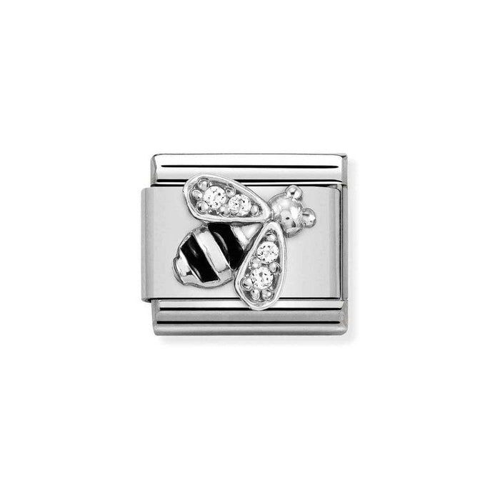 NOMINATION Classic Silver, Enamel & White CZ Bee Charm - Bumbletree Ltd