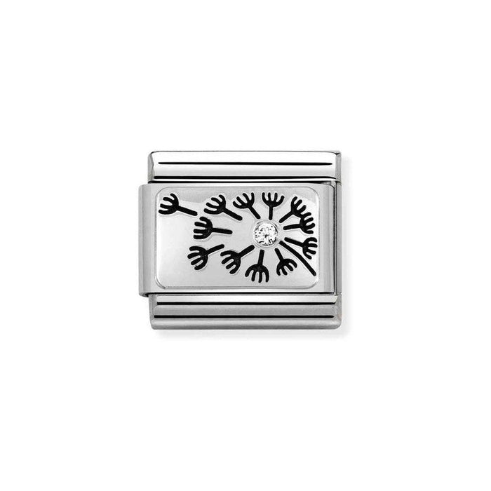 NOMINATION Classic Silver, Enamel & White CZ Dandelion Charm - Bumbletree Ltd