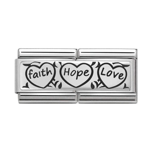 NOMINATION Classic Silver Faith Hope Love Double Charm - Bumbletree Ltd