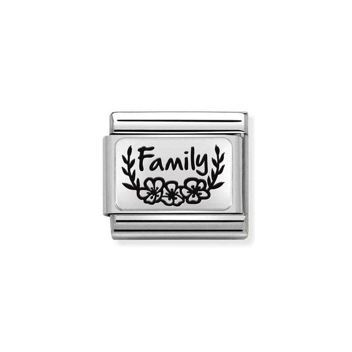 NOMINATION Classic Silver Family with Flowers Charm - Bumbletree Ltd