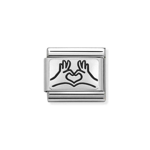 NOMINATION Classic Silver Heart Hands Charm - Bumbletree Ltd