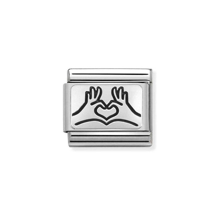 NOMINATION Classic Silver Heart Hands Charm - Bumbletree Ltd