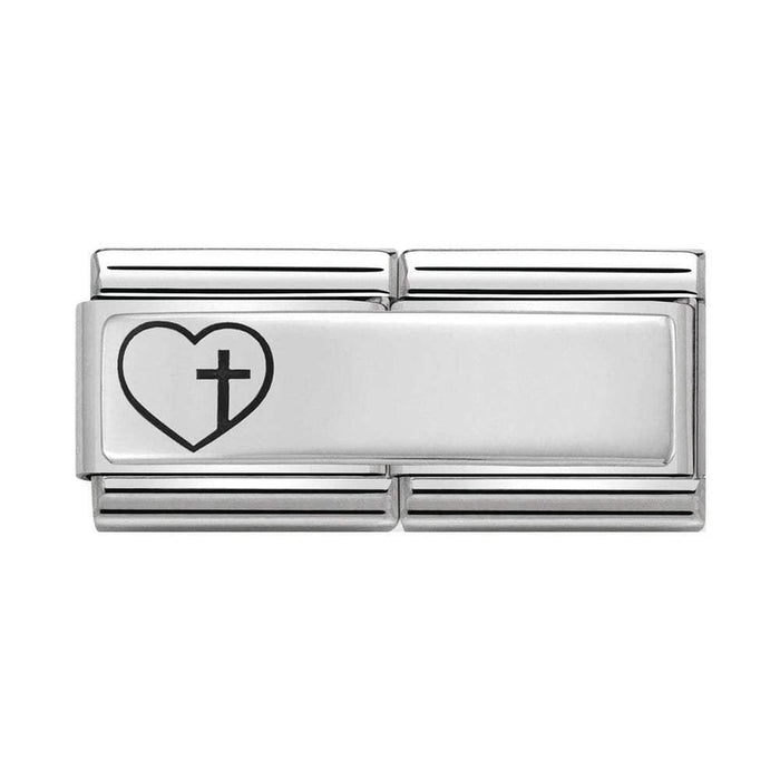 NOMINATION Classic Silver Heart with Cross Double Charm - Bumbletree Ltd