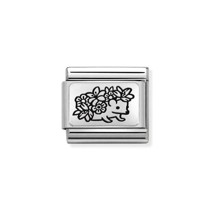 NOMINATION Classic Silver Hedgehog with Flowers Charm - Bumbletree Ltd