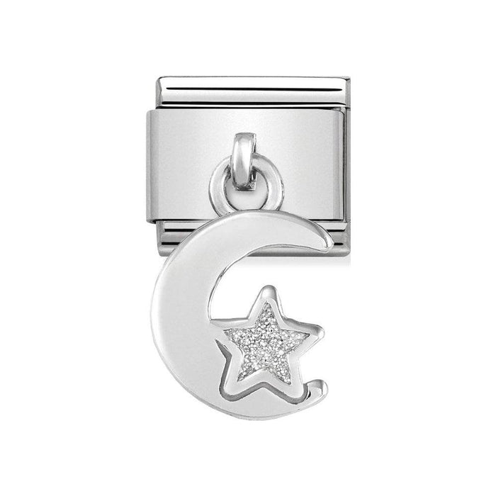 NOMINATION Classic Silver Moon & Glitter Star Drop Charm - Bumbletree Ltd