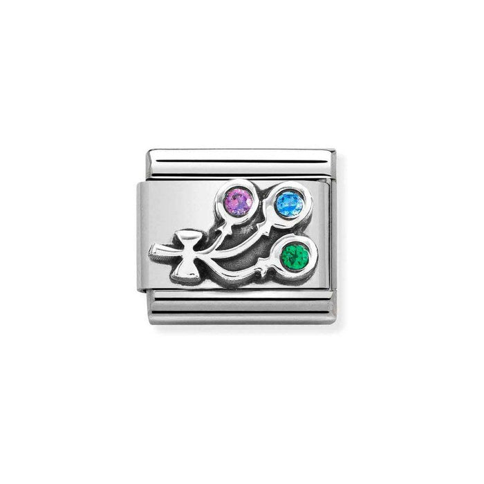 NOMINATION Classic Silver & Multicoloured CZ Balloons Charm - Bumbletree Ltd