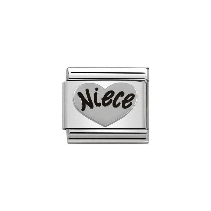 NOMINATION Classic Silver Niece Heart Charm - Bumbletree Ltd