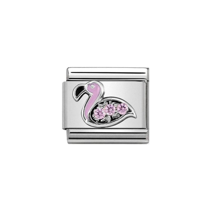 NOMINATION Classic Silver & Pink CZ Flamingo Charm - Bumbletree Ltd