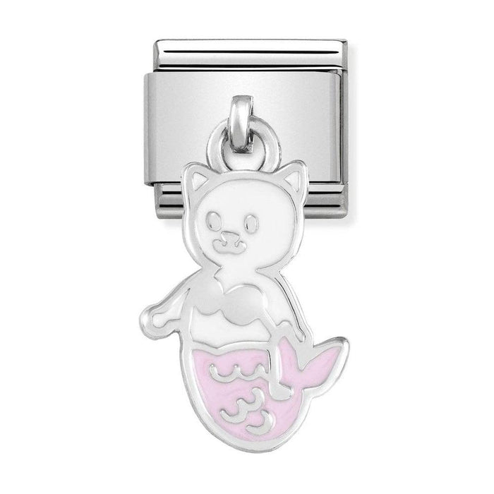 NOMINATION Classic Silver & Pink Mermaid Cat Drop Charm - Bumbletree Ltd