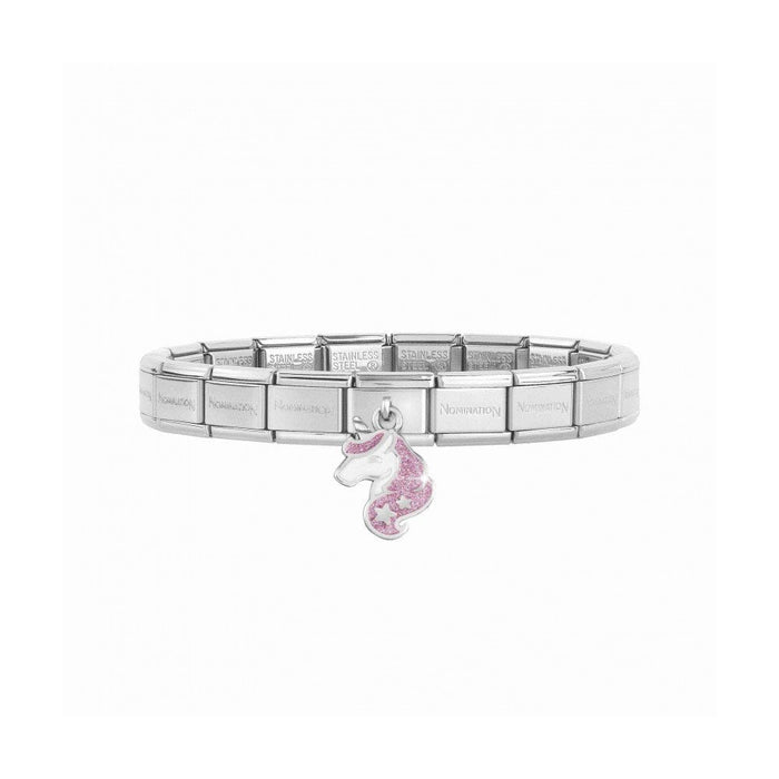 NOMINATION Classic Silver & Pink Unicorn Drop Charm - Bumbletree Ltd