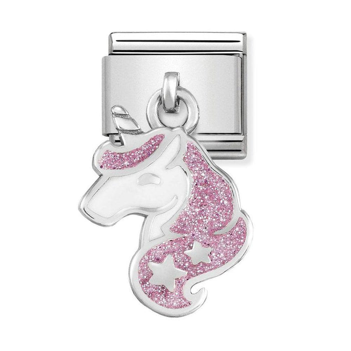 NOMINATION Classic Silver & Pink Unicorn Drop Charm - Bumbletree Ltd