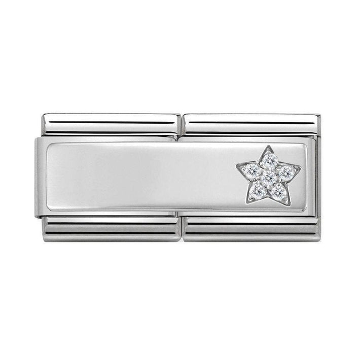 NOMINATION Classic Silver Plate with CZ Star Double Charm - Bumbletree Ltd