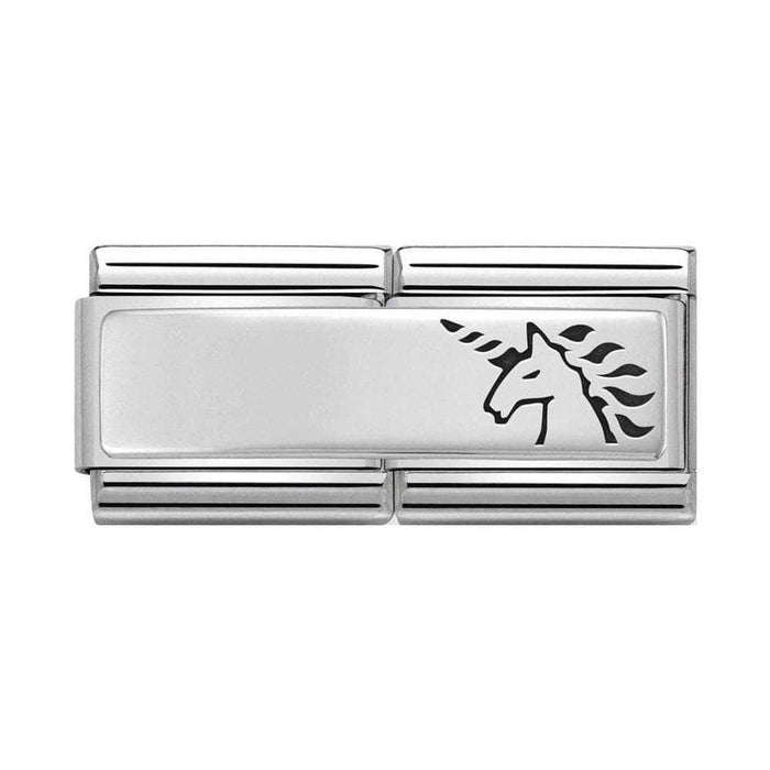 NOMINATION Classic Silver Plate with Unicorn Double Charm - Bumbletree Ltd