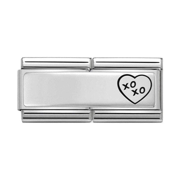 NOMINATION Classic Silver Plate with XOXO Heart Double Charm - Bumbletree Ltd