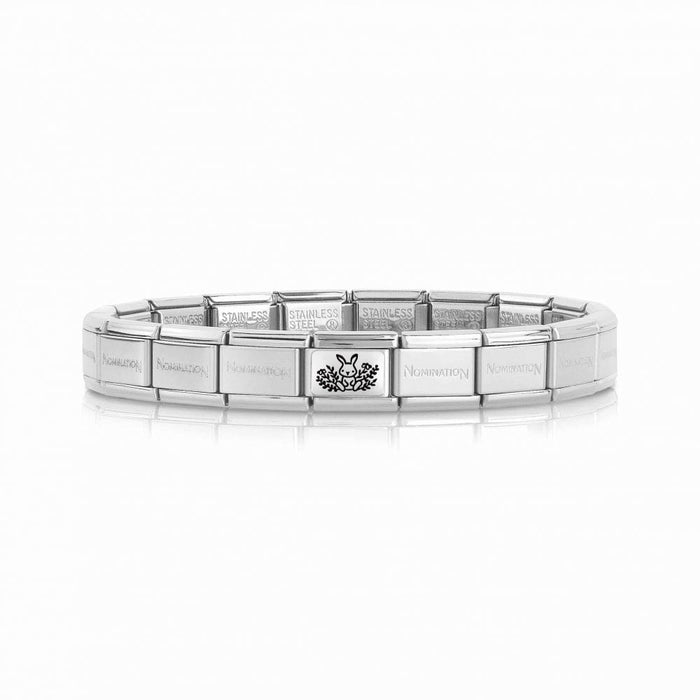 NOMINATION Classic Silver Rabbit with Flowers Charm - Bumbletree Ltd