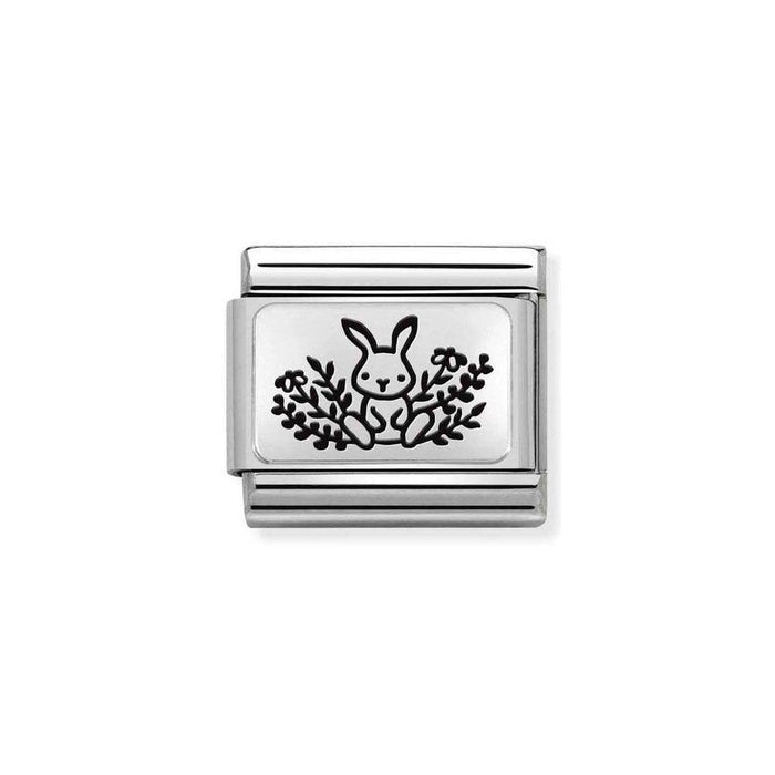 NOMINATION Classic Silver Rabbit with Flowers Charm - Bumbletree Ltd