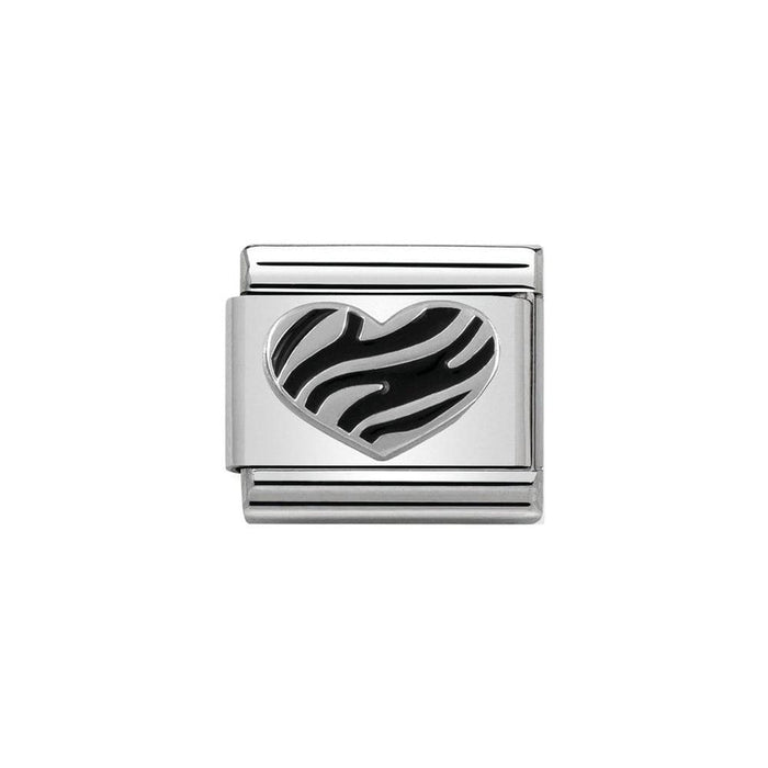 NOMINATION Classic Silver Striped Heart Charm - Bumbletree Ltd