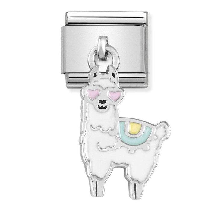 NOMINATION Classic Silver & White Cool Llama Drop Charm - Bumbletree Ltd