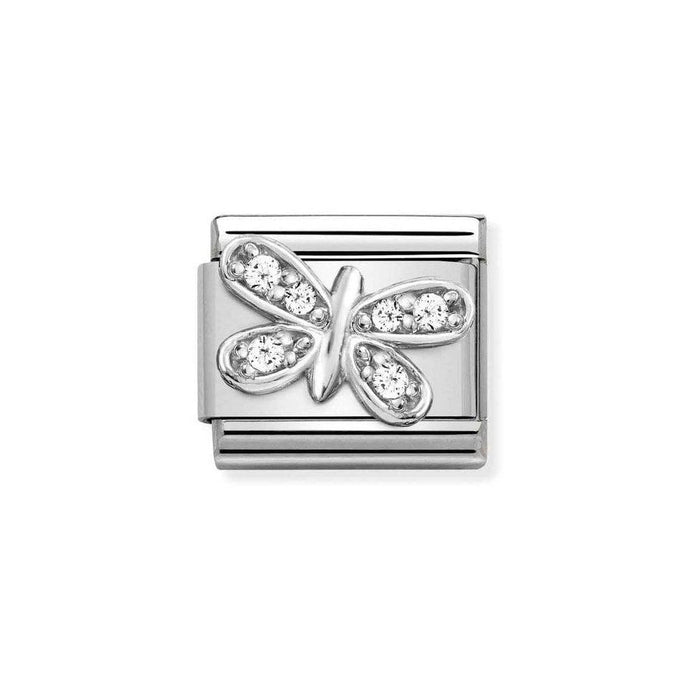 NOMINATION Classic Silver & White CZ Butterfly Charm - Bumbletree Ltd