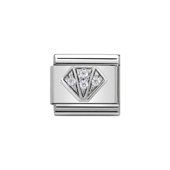 NOMINATION Classic Silver & White CZ Diamond Charm - Bumbletree Ltd
