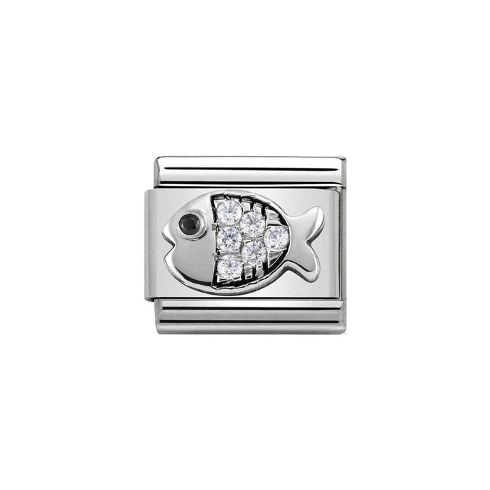 NOMINATION Classic Silver & White CZ Fish Charm - Bumbletree Ltd